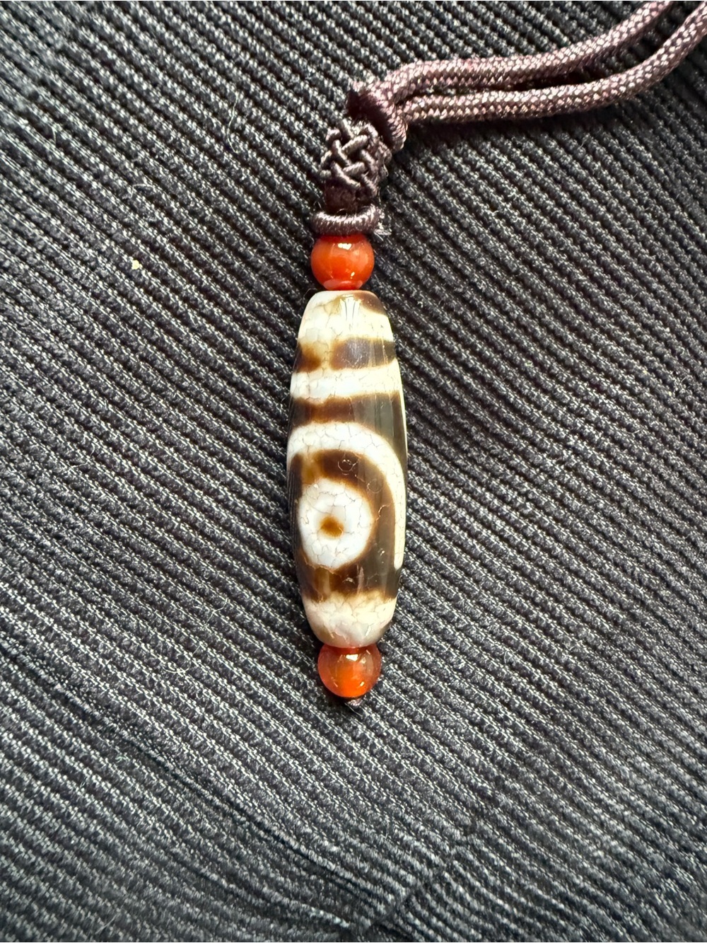 Tibetan Double Line Ruyi Two-Eyed Dzi